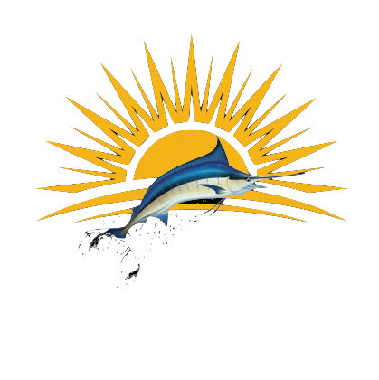 Blue marlin symbol on a transparent background