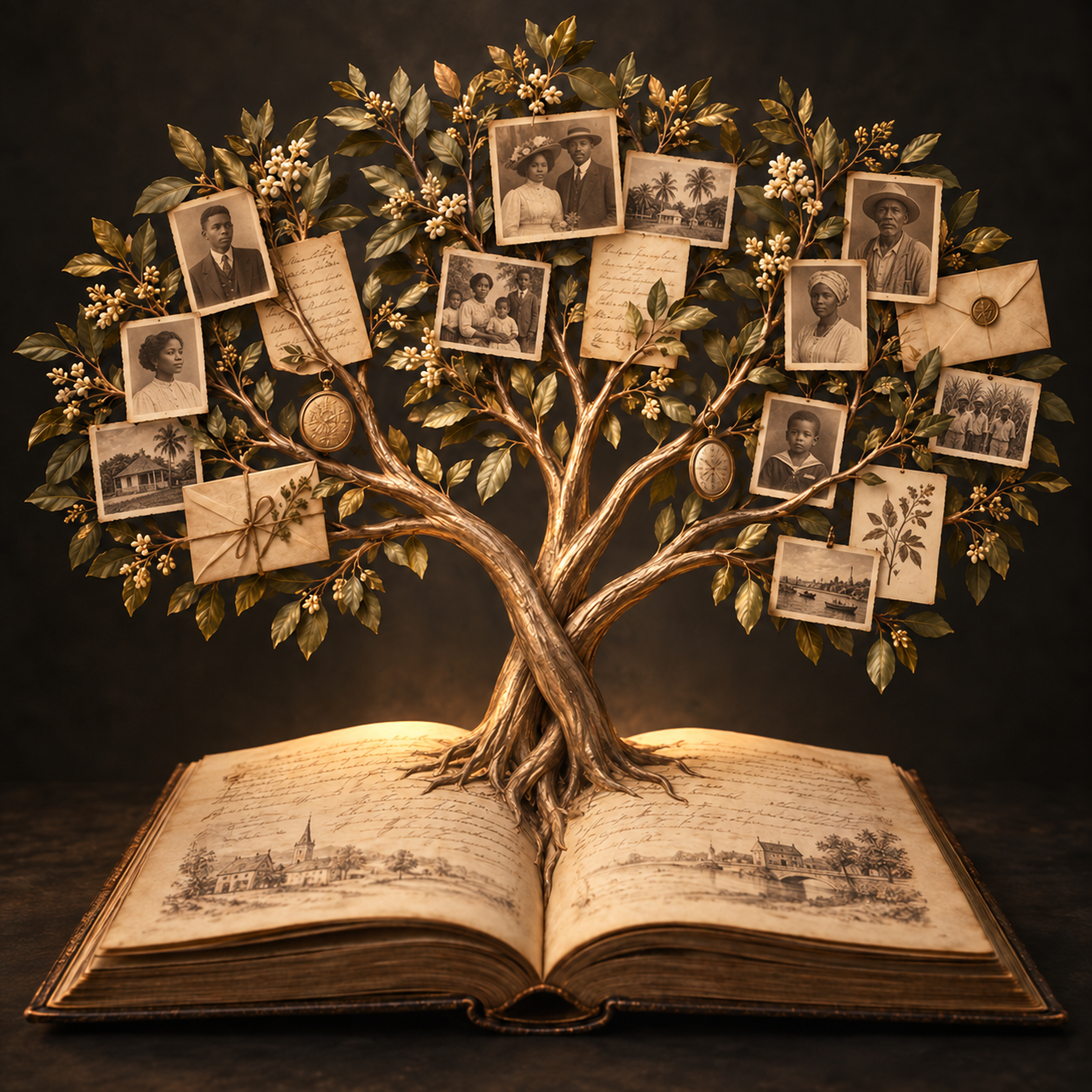 Black Caribbean ancestor portraits and historical records joined through one family tree